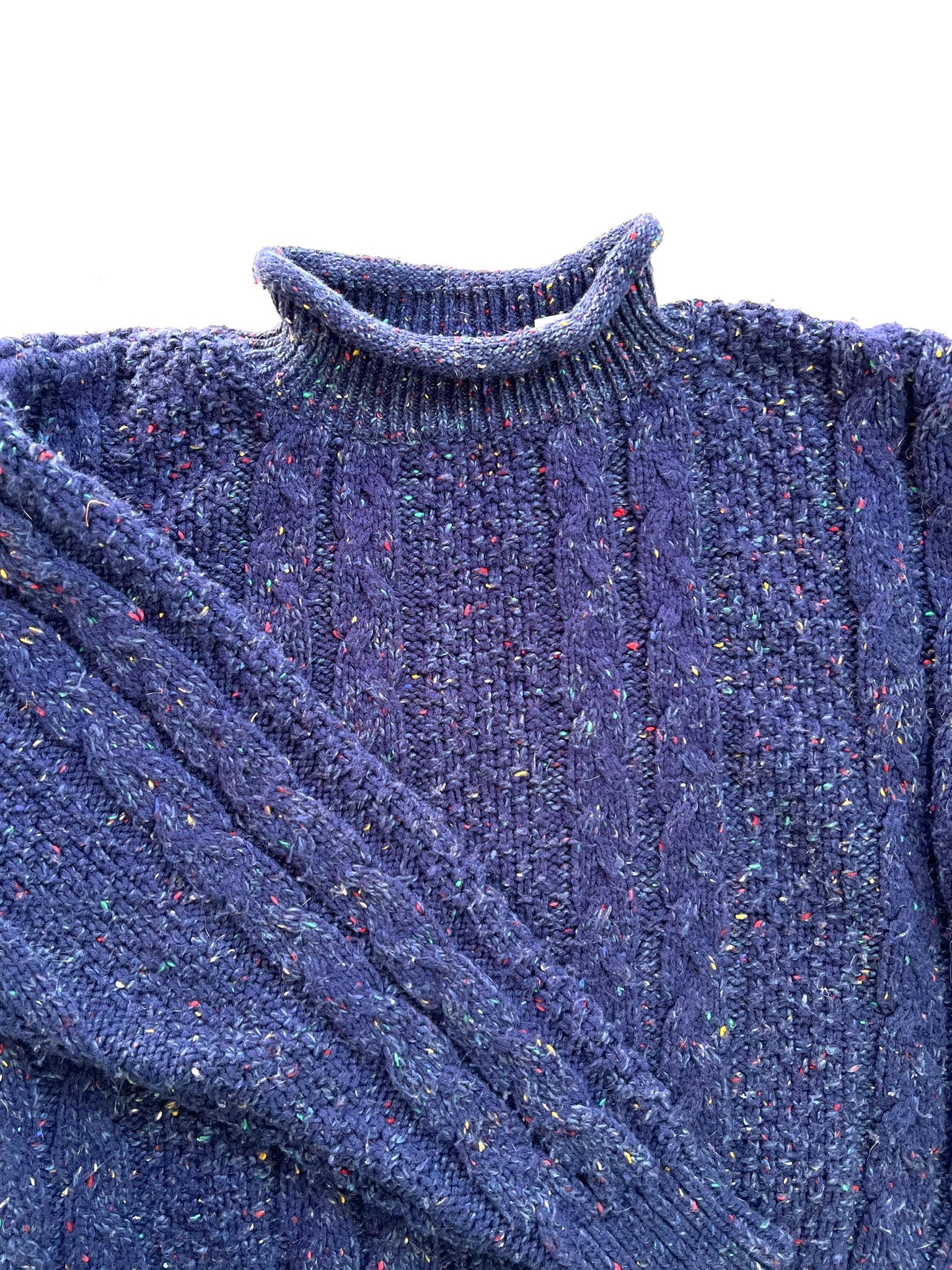 Navy Tweed Turtleneck Sweater