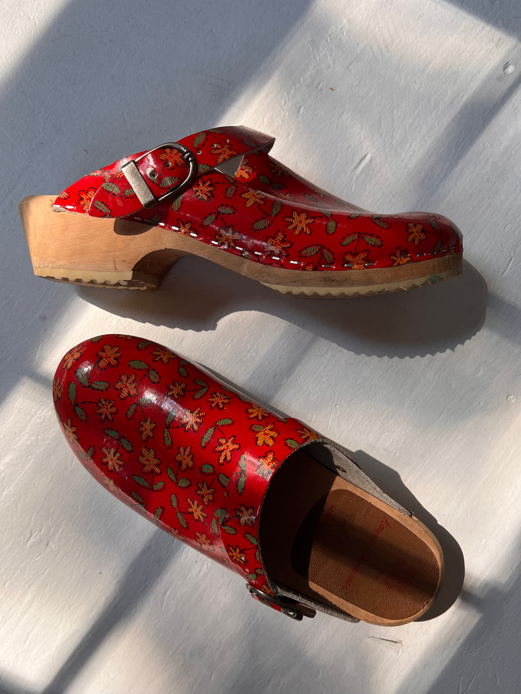 Red Patent Swedish Clogs