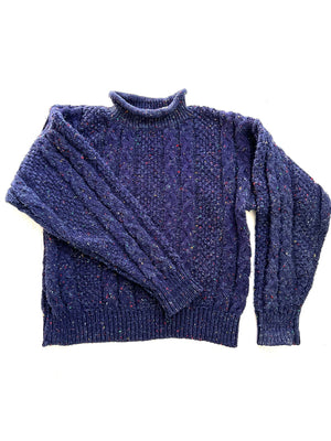 Navy Tweed Turtleneck Sweater