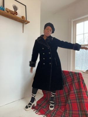 Black Faux Fur Peacoat