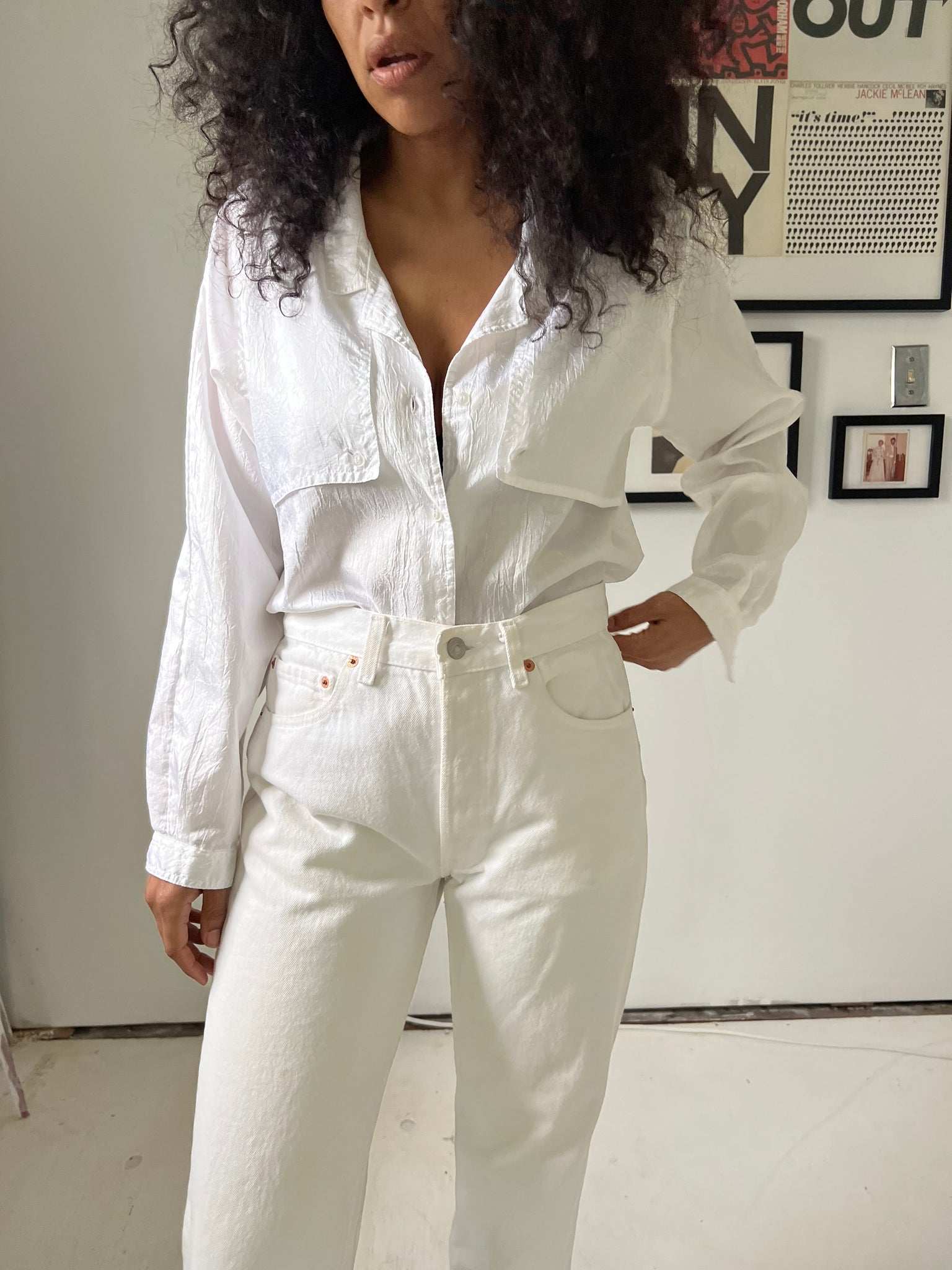 LEVI'S 501 Vintage White Button Fly Jeans 29” x 35”