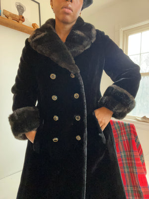 Black Faux Fur Peacoat