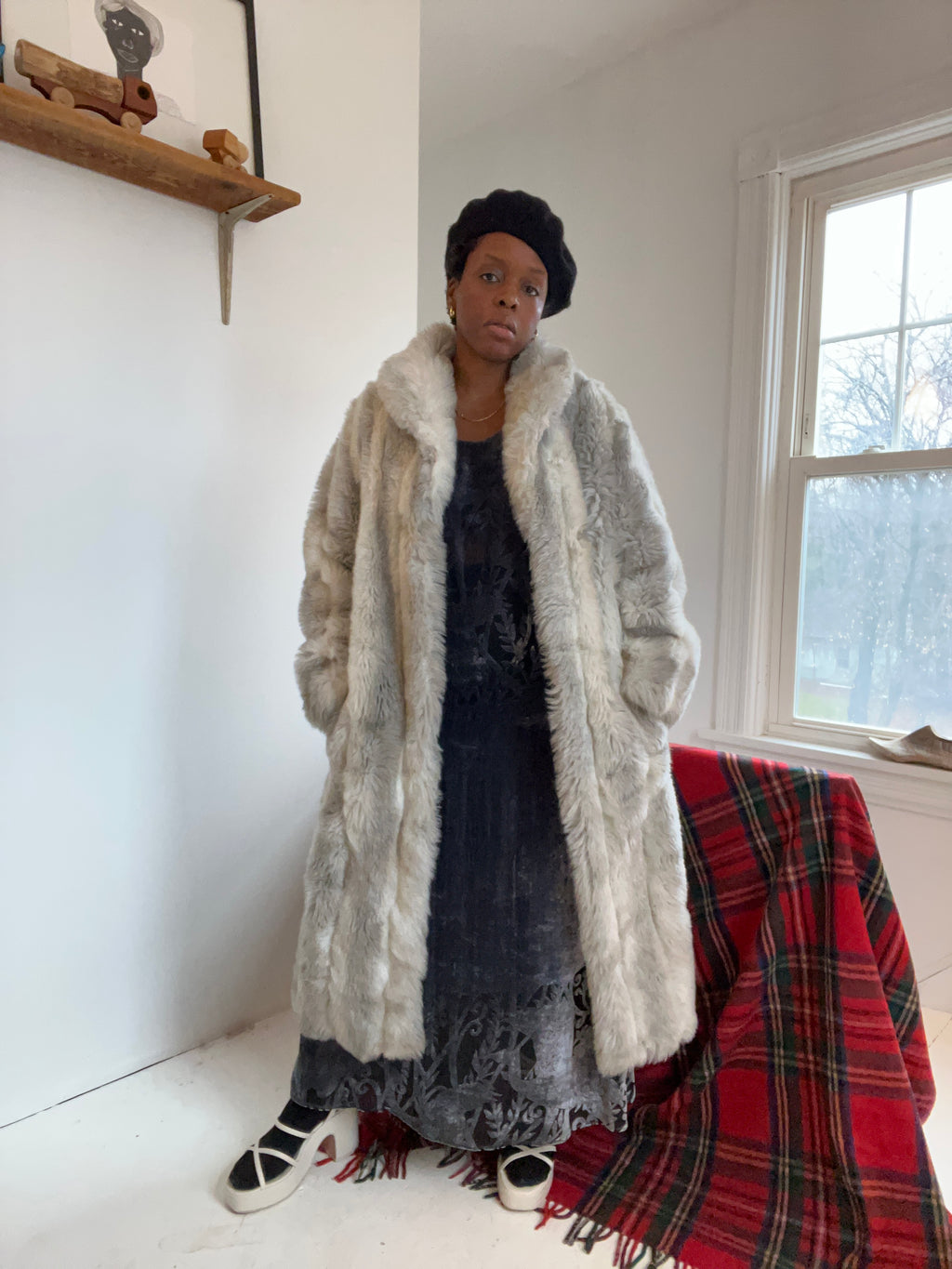 Snowy Faux Fur Coat