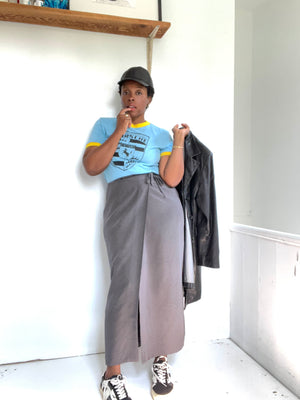 Minimalist Diagonal Wrap Skirt
