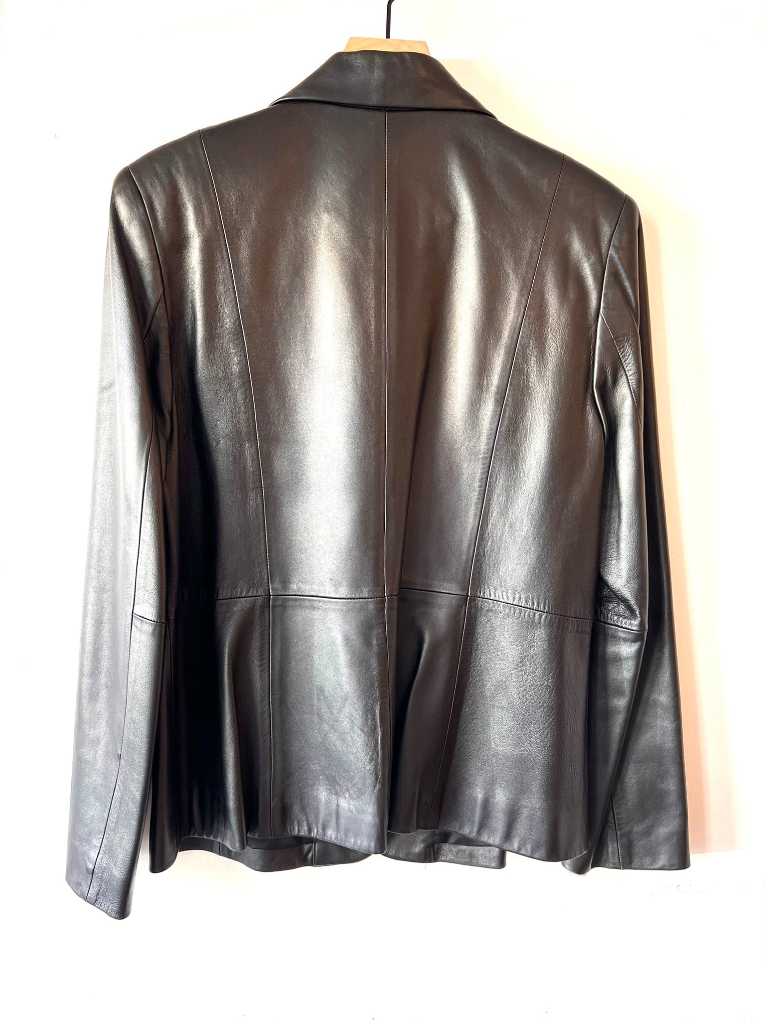 Black Minimal Leather Blazer